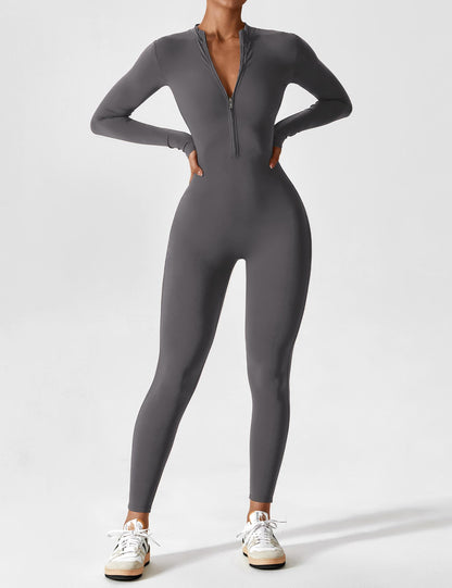 Lea | Sportlicher Damen Jumpsuit mit Reissverschluss