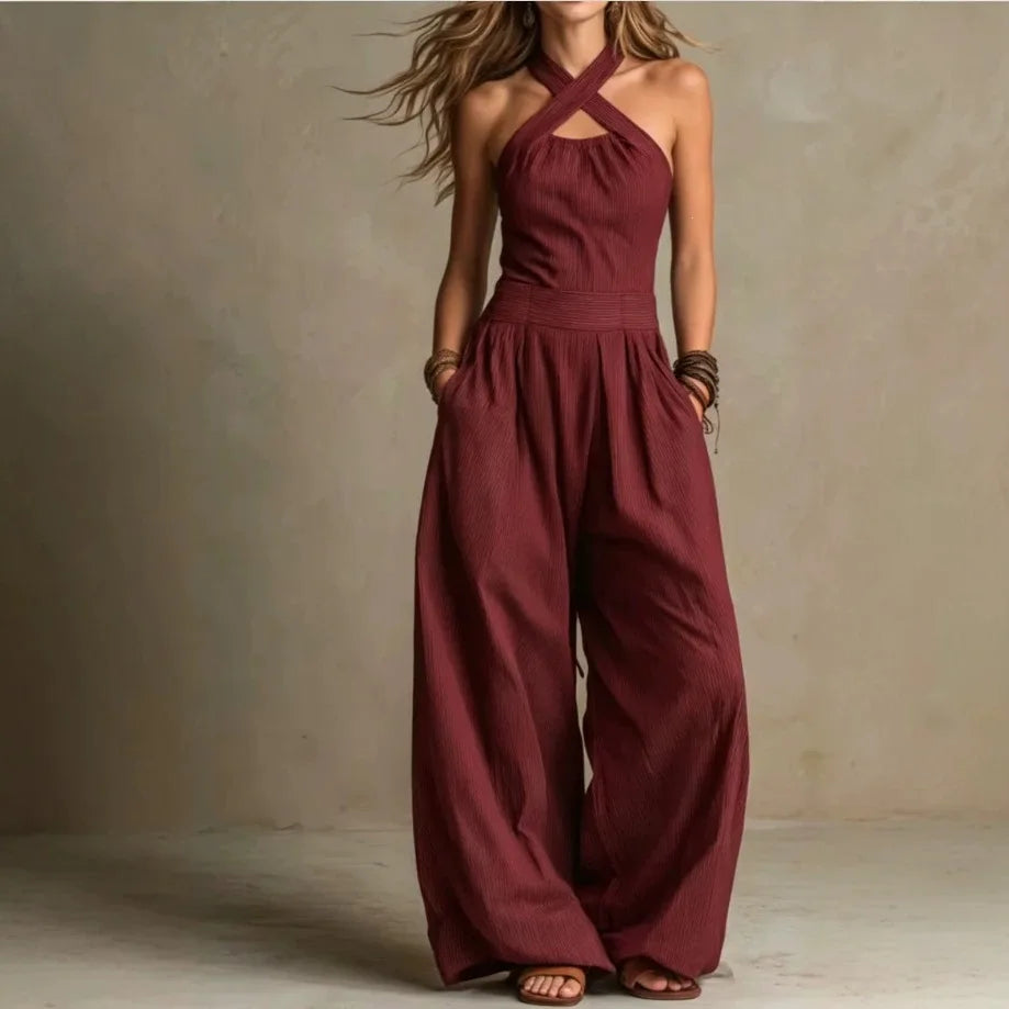 Lina | Jumpsuit mit weitem Bein und Halterneck