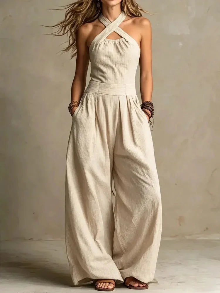 Lina | Jumpsuit mit weitem Bein und Halterneck