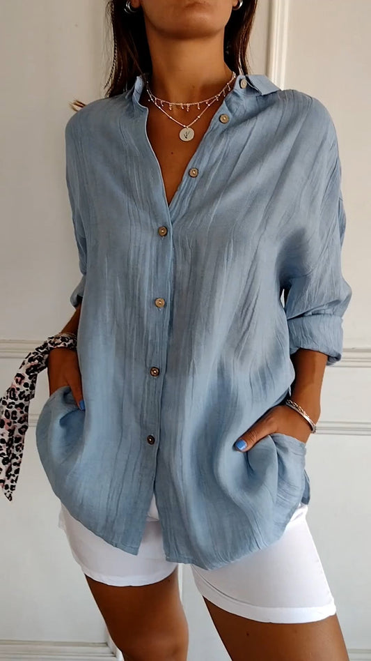 Lina | Lockeres Damen Hemd mit Knopfleiste