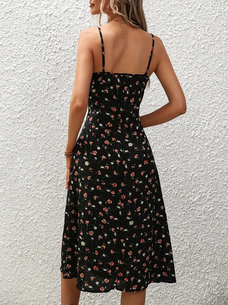 Liora | Blumen Kleid mit elegantem Schlitz