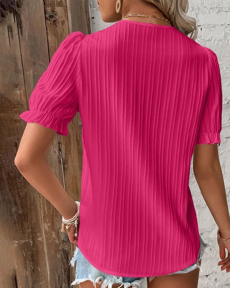 Livia | Damen Bluse mit V-Ausschnitt und Spitzen-Detail
