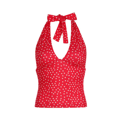 Livia | Neckholder Top mit V-Ausschnitt im Vichy-Karomuster