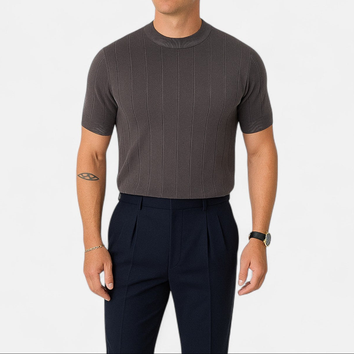 Luca | Herren T Shirt gerippt slim fit