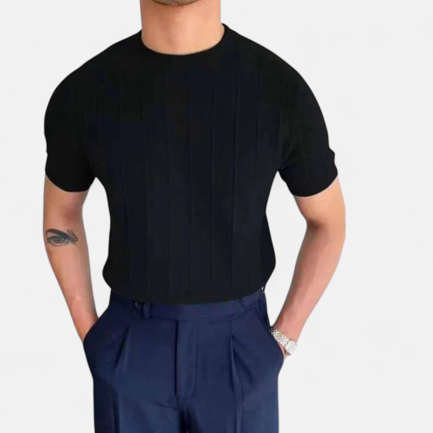 Luca | Herren T Shirt gerippt slim fit