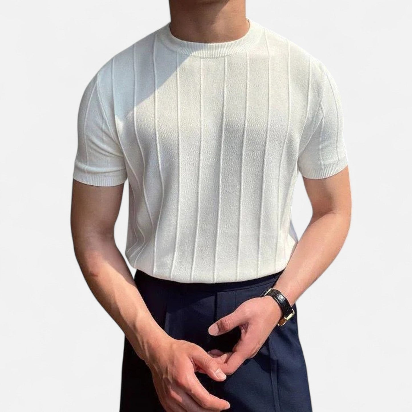 Luca | Herren T Shirt gerippt slim fit