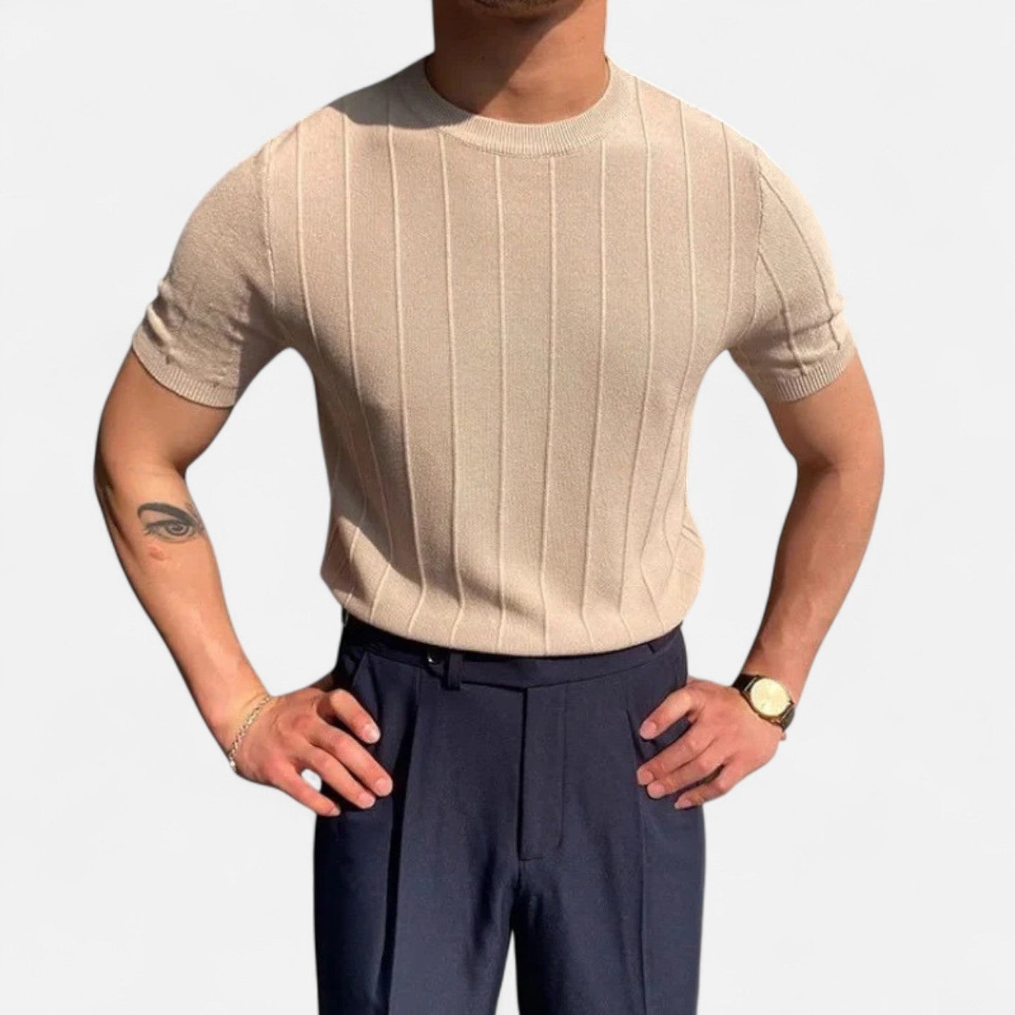 Luca | Herren T Shirt gerippt slim fit