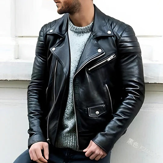 Luca | Lässige Lederjacke aus Kunstleder im Bikerstil für Herren