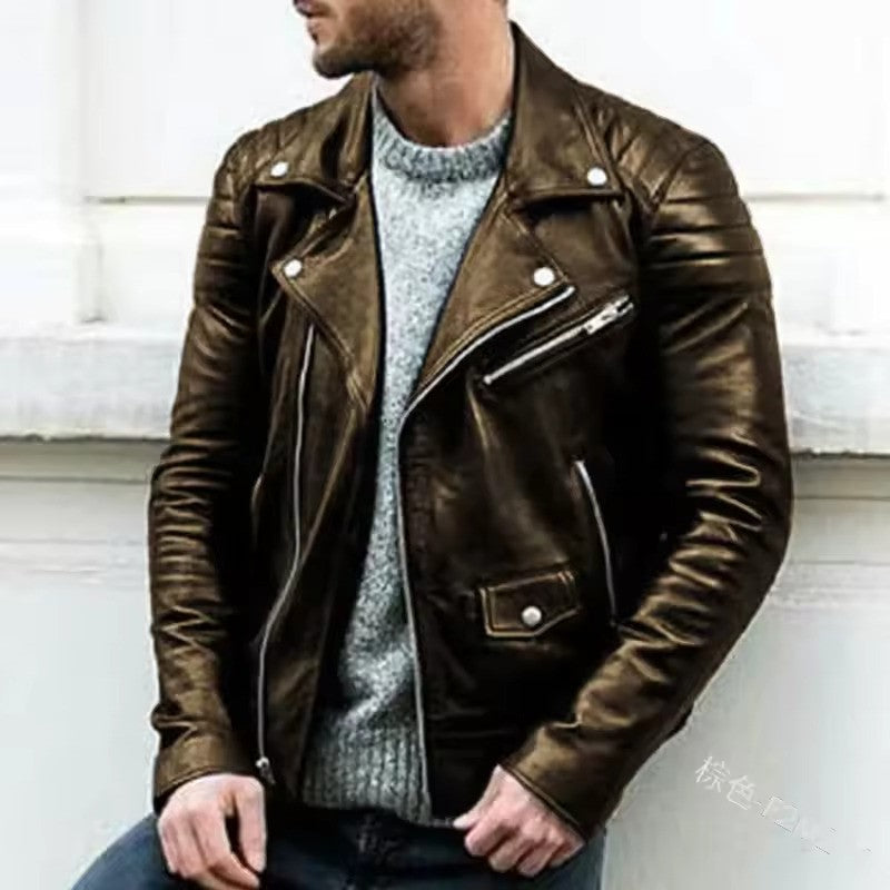 Luca | Lässige Lederjacke aus Kunstleder im Bikerstil für Herren