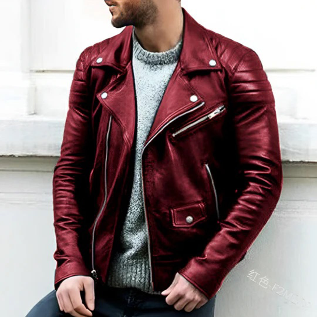 Luca | Lässige Lederjacke aus Kunstleder im Bikerstil für Herren