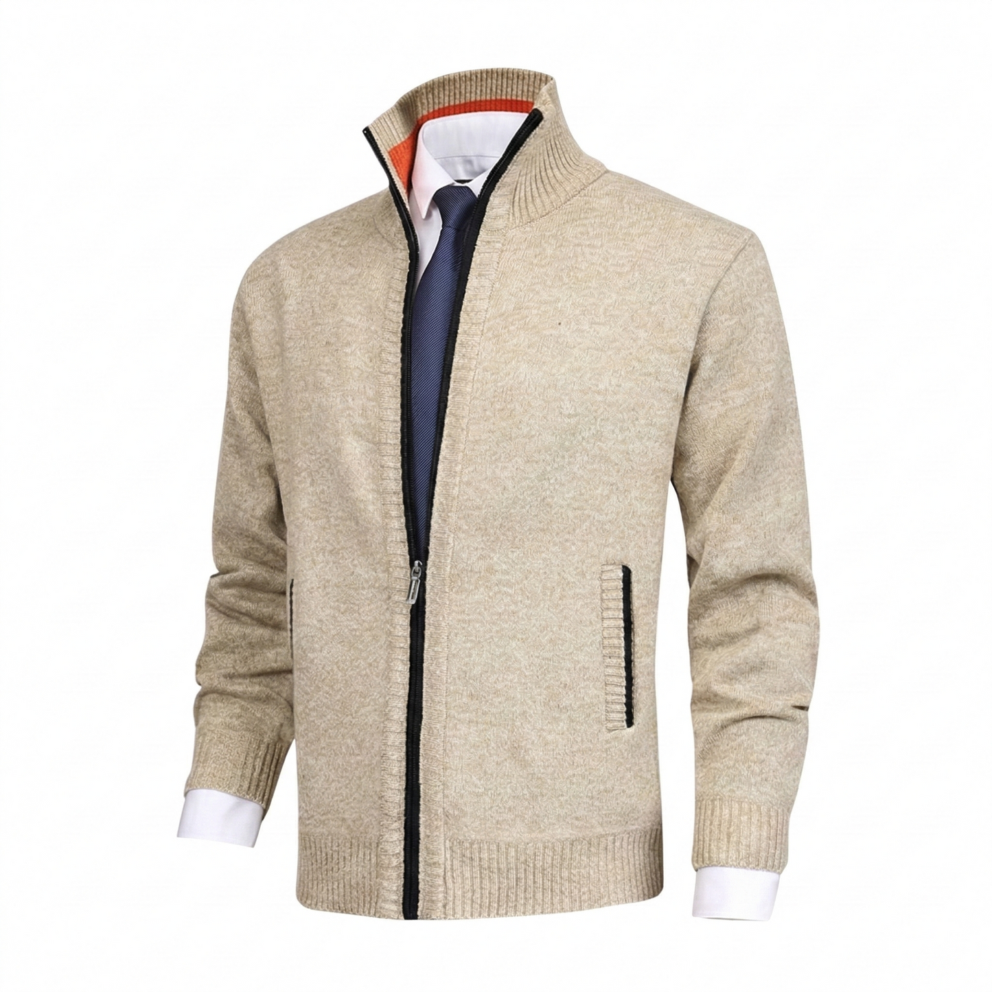 Luca | Strickjacke Herren Reissverschluss Stehkragen modern