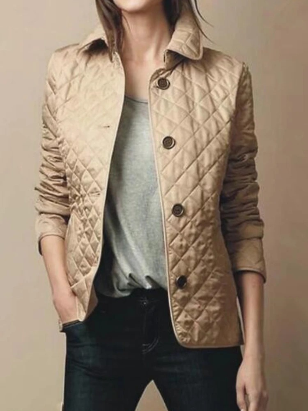 Mara | Damen Steppjacke mit Knopfleiste