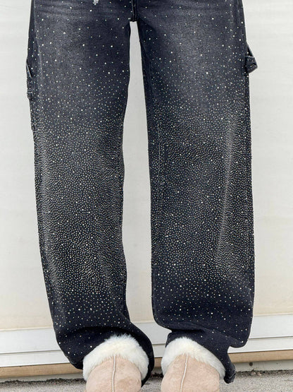 Mara | Trendige Jeans mit Strassdetails im Wide Fit für Damen