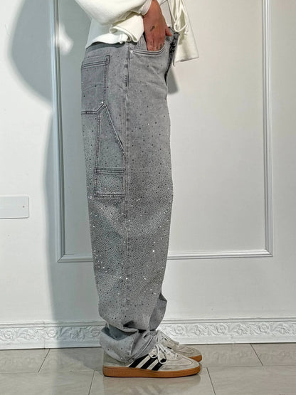 Mara | Trendige Jeans mit Strassdetails im Wide Fit für Damen
