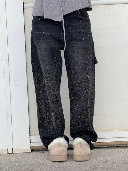 Mara | Trendige Jeans mit Strassdetails im Wide Fit für Damen