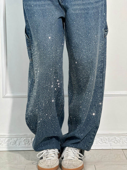 Mara | Trendige Jeans mit Strassdetails im Wide Fit für Damen