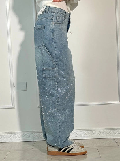 Mara | Trendige Jeans mit Strassdetails im Wide Fit für Damen