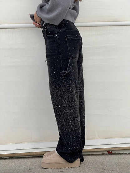 Mara | Trendige Jeans mit Strassdetails im Wide Fit für Damen