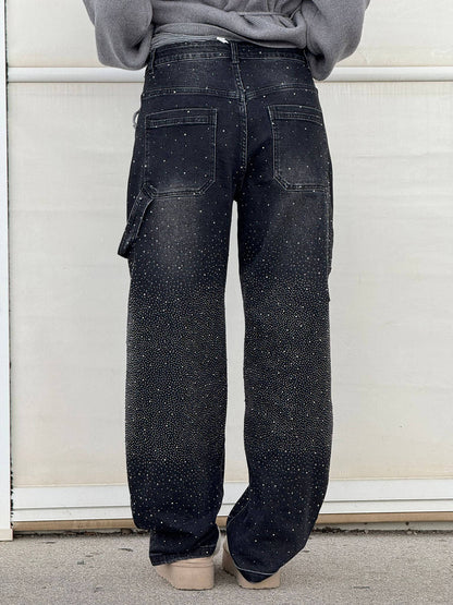 Mara | Trendige Jeans mit Strassdetails im Wide Fit für Damen