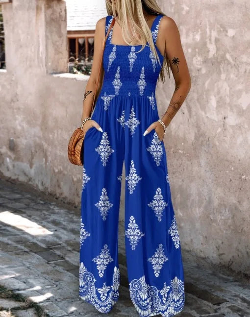 Melanie | Boho Damen Jumpsuit mit weitem Bein