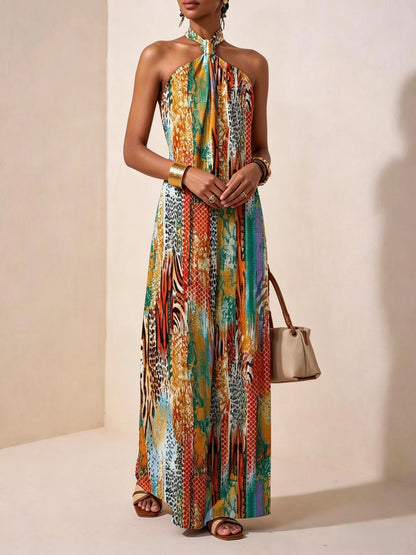 Mireya | Neckholder Kleid mit farbenfrohem Muster