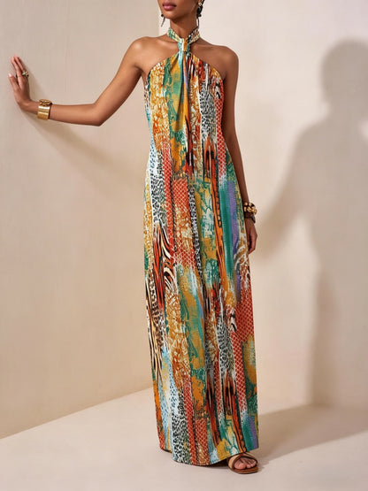 Mireya | Neckholder Kleid mit farbenfrohem Muster