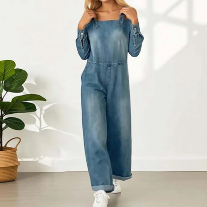 Nelia | Jumpsuit in Jeansoptik mit weitem Bein
