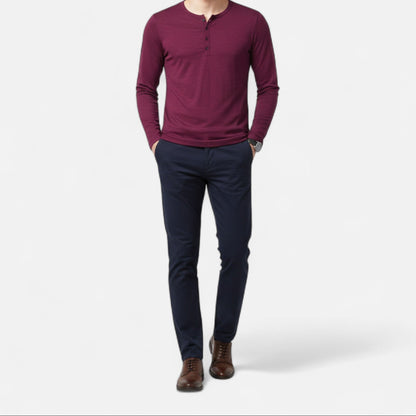 Nico | Herren Longsleeve Shirt mit Knopfleiste modern