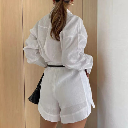 Noemi | Bluse und Shorts in Leinenoptik für elegante Sommertage