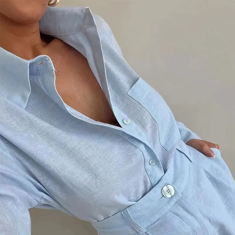Noemi | Bluse und Shorts in Leinenoptik für elegante Sommertage