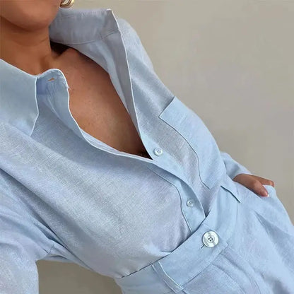 Noemi | Bluse und Shorts in Leinenoptik für elegante Sommertage