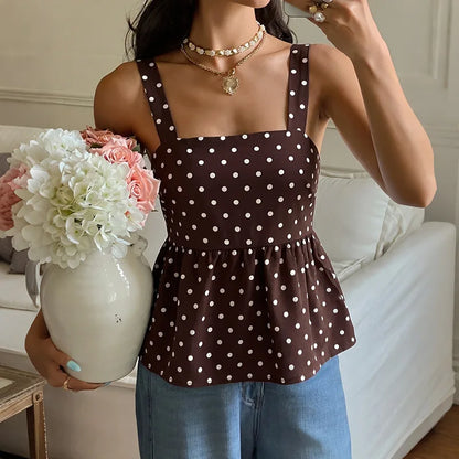 Noemi | Gepunktetes Top mit Volantsaum