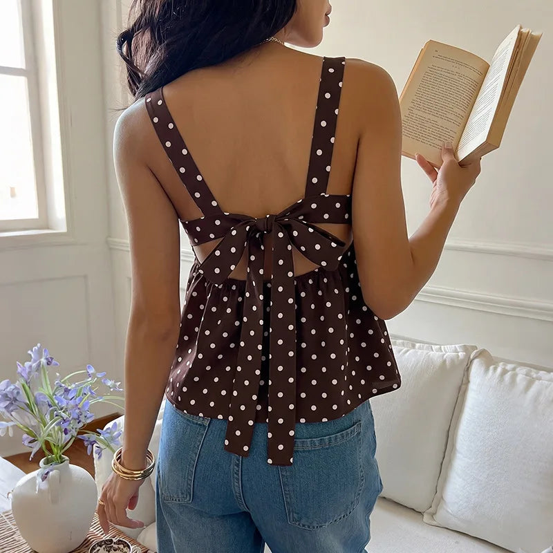 Noemi | Gepunktetes Top mit Volantsaum