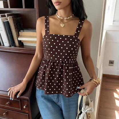 Noemi | Gepunktetes Top mit Volantsaum