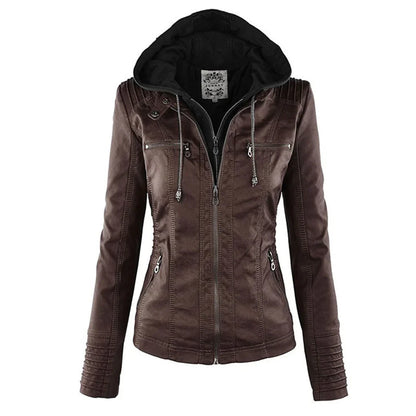Sienna | Lässige Lederjacke aus Kunstleder mit Kapuze für Damen
