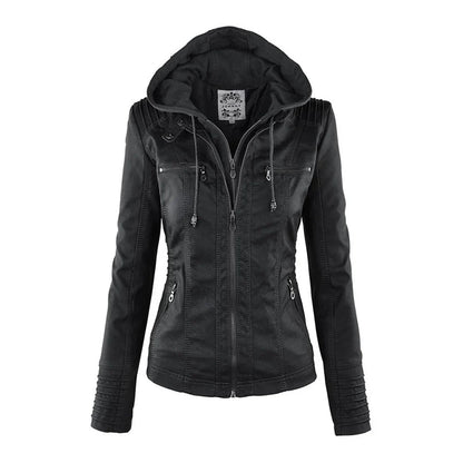 Sienna | Lässige Lederjacke aus Kunstleder mit Kapuze für Damen