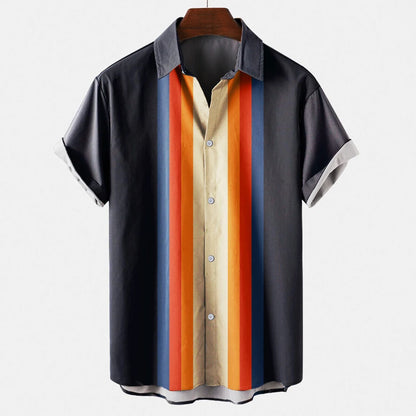 Timo | Hemd im Sommer-Design mit Retro-Streifenmuster