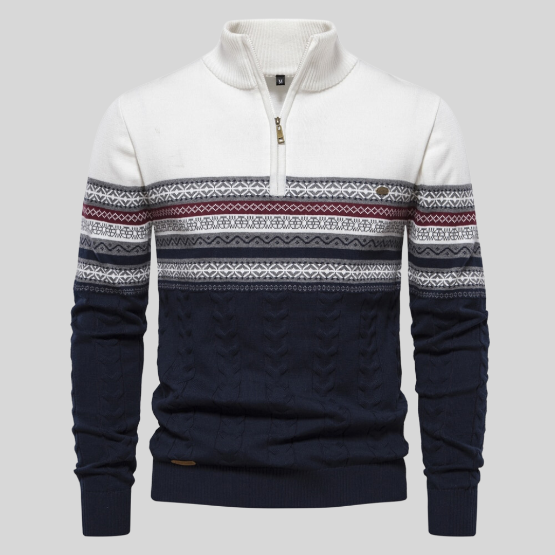 Tobias | Klassischer Pullover mit Muster und Stehkragen für Herren