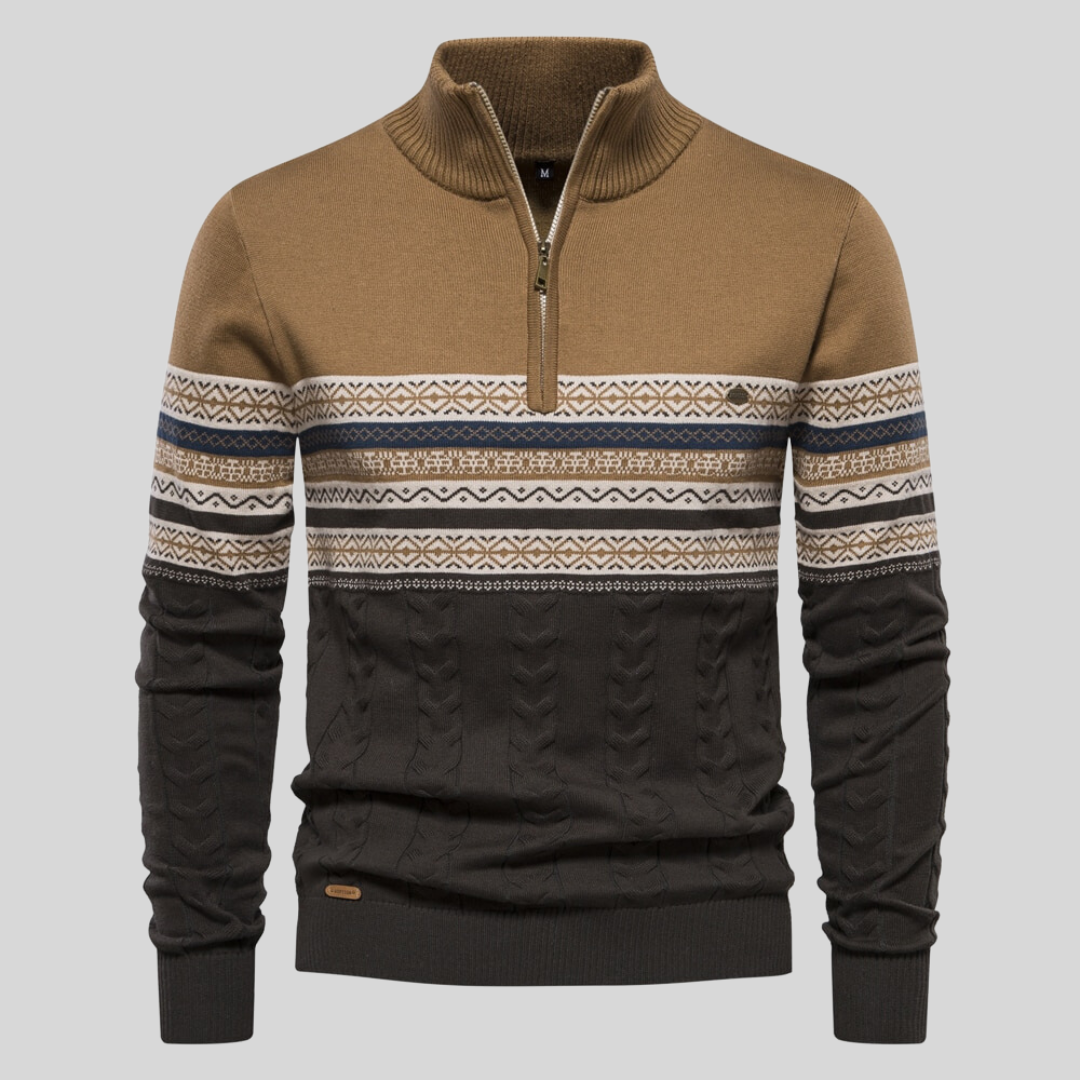 Tobias | Klassischer Pullover mit Muster und Stehkragen für Herren