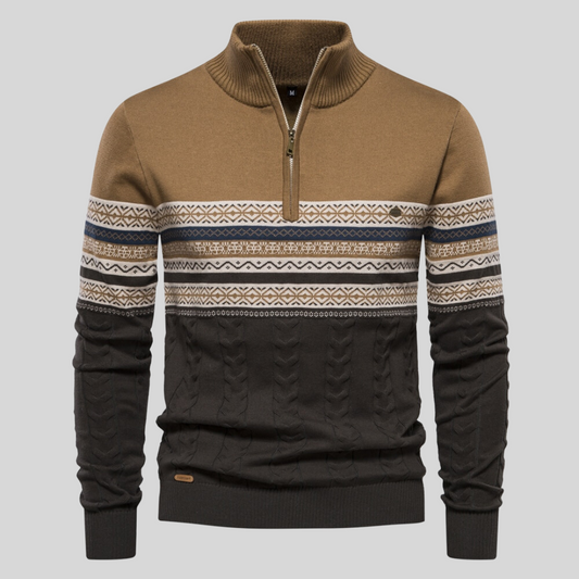 Tobias | Klassischer Pullover mit Muster und Stehkragen für Herren