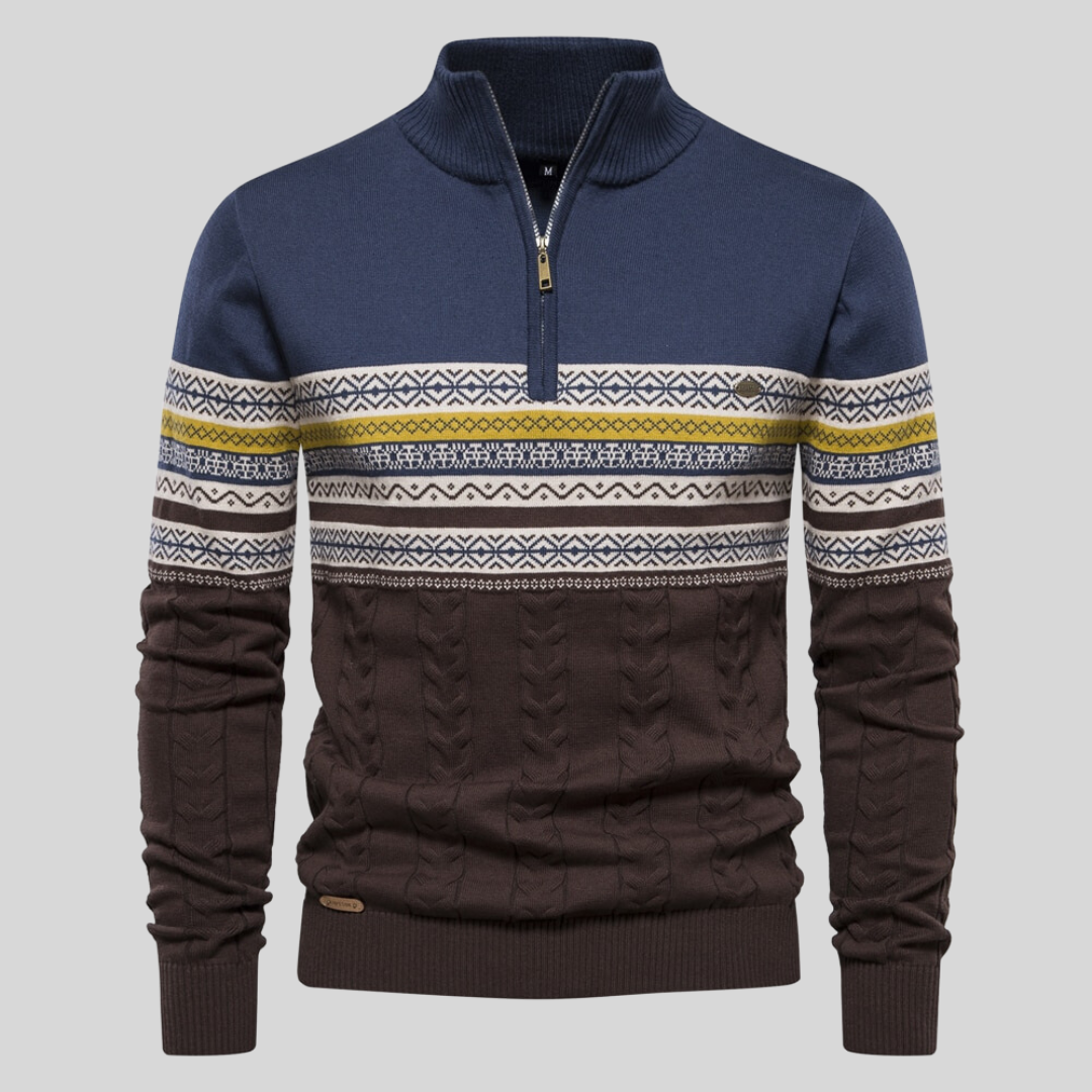 Tobias | Klassischer Pullover mit Muster und Stehkragen für Herren