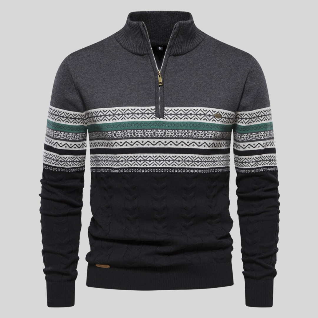Tobias | Klassischer Pullover mit Muster und Stehkragen für Herren