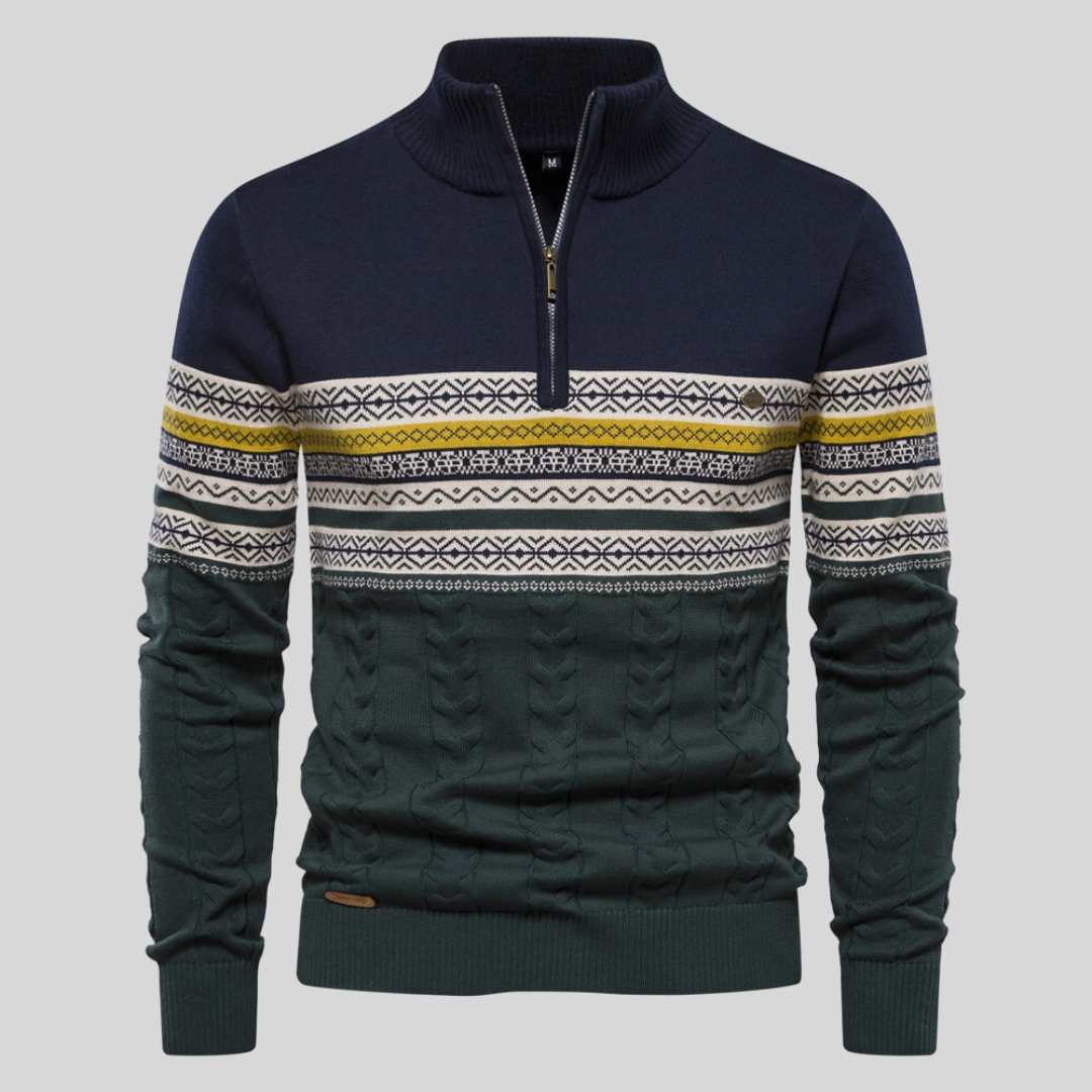 Tobias | Klassischer Pullover mit Muster und Stehkragen für Herren