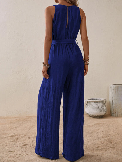 Valeria | Jumpsuit mit weitem Bein und Bindegürtel
