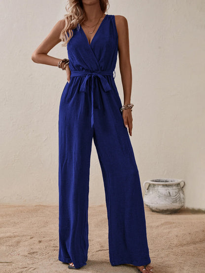 Valeria | Jumpsuit mit weitem Bein und Bindegürtel