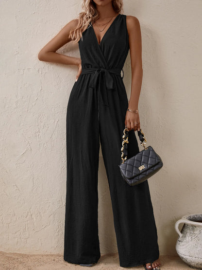 Valeria | Jumpsuit mit weitem Bein und Bindegürtel