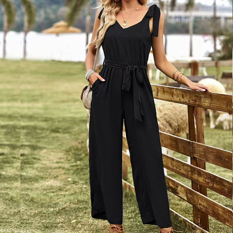 Valeria | Jumpsuit mit weitem Bein und Bindegürtel