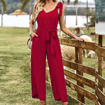Valeria | Jumpsuit mit weitem Bein und Bindegürtel