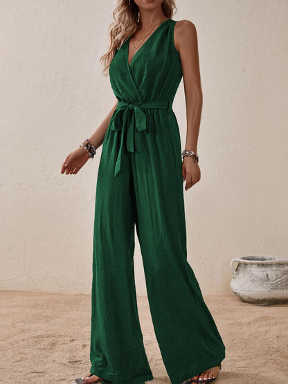Valeria | Jumpsuit mit weitem Bein und Bindegürtel