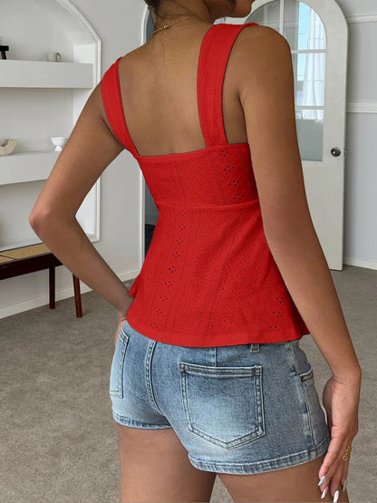 Valeria | Sommer Top mit Herz-Ausschnitt und Lochstickerei